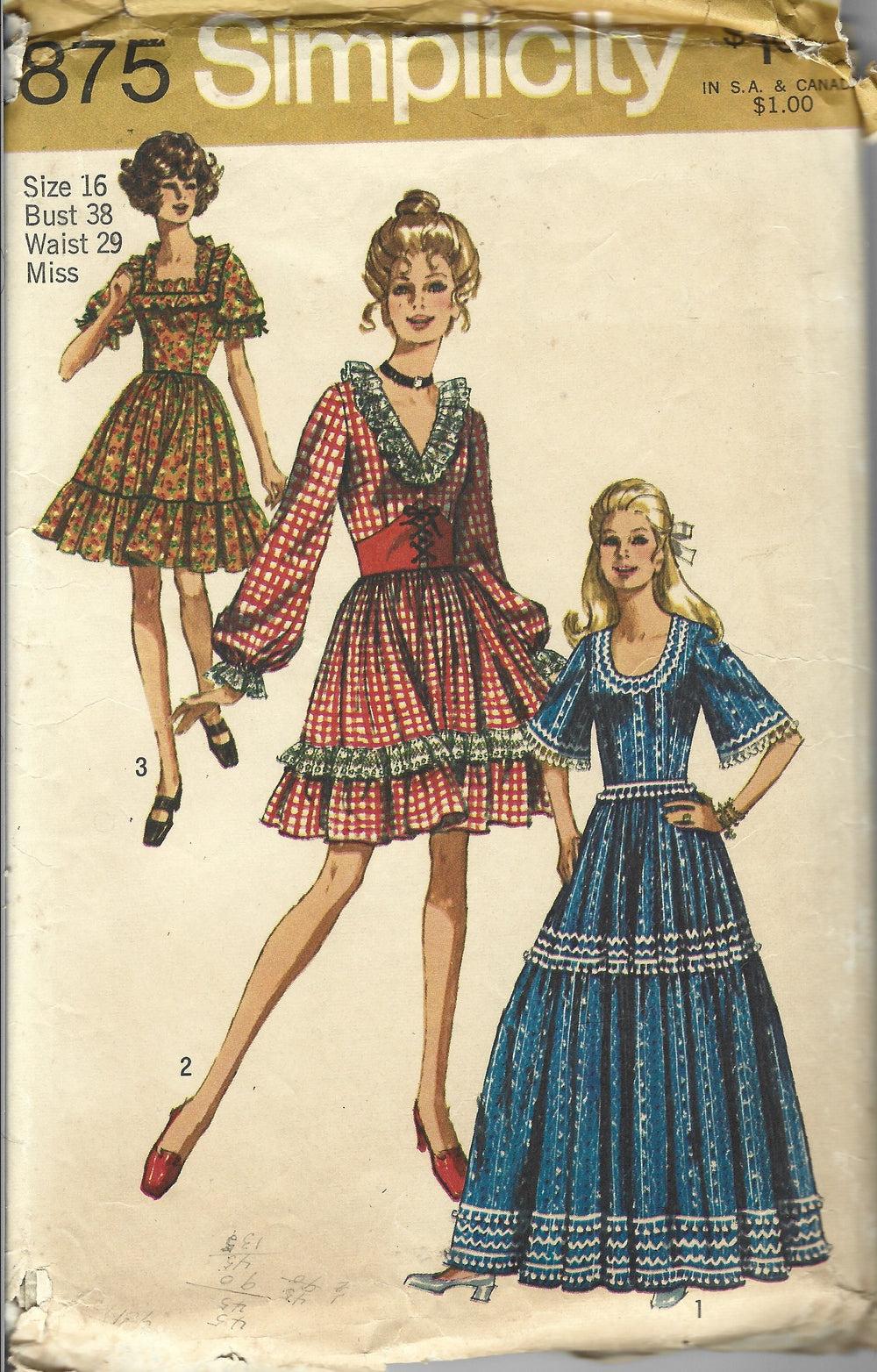 Simplicity 8875 Western Square Dance Dress Gown Vintage Sewing Pattern Vintagestitching 