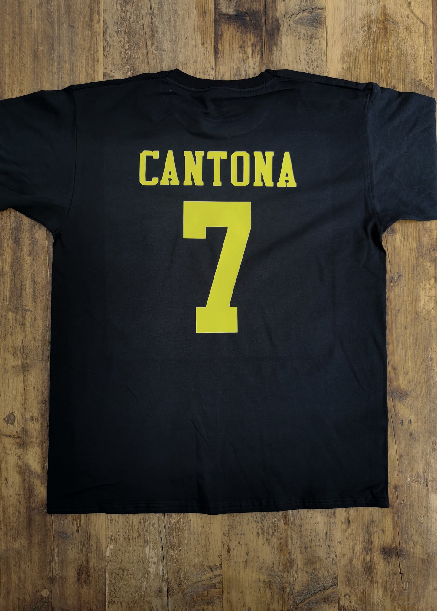 Cantona 7 with kung fu Hooligan kick print - back and front printed T ...