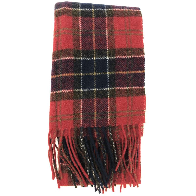 red tartan scarf Barbour fall and winter paired with suede leggings