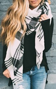 Black and White Plaid Scarf