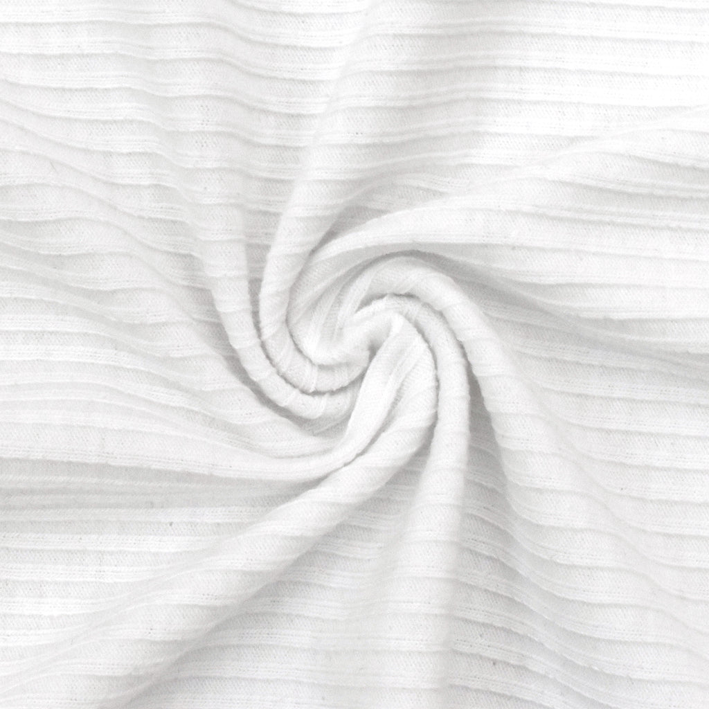 Super Thick Ivory White Ribbed Cotton Fabric, Extreme Texture