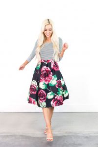 Floral Satin Skirt