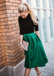 Green Satin Skirt