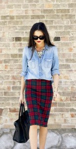 plaid pencil skirt