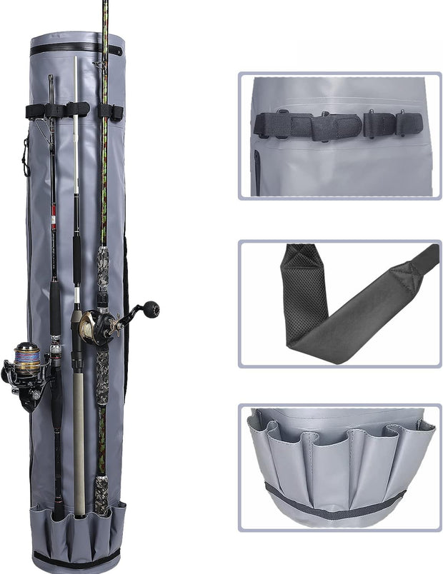 Fishing Pole Bag with Rod Holder Fishing Rod Bag Carrier Case 5 Poles  Waterproof Travel Case Fishing Tackle Box Storage Bag Durable Fishing Gear