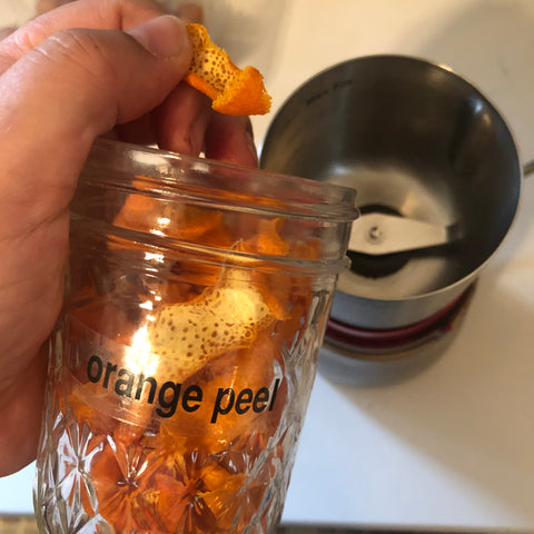 jar of dried orange peels