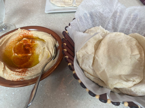 Palestinian pita and hummus