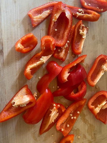 sliced red peppers