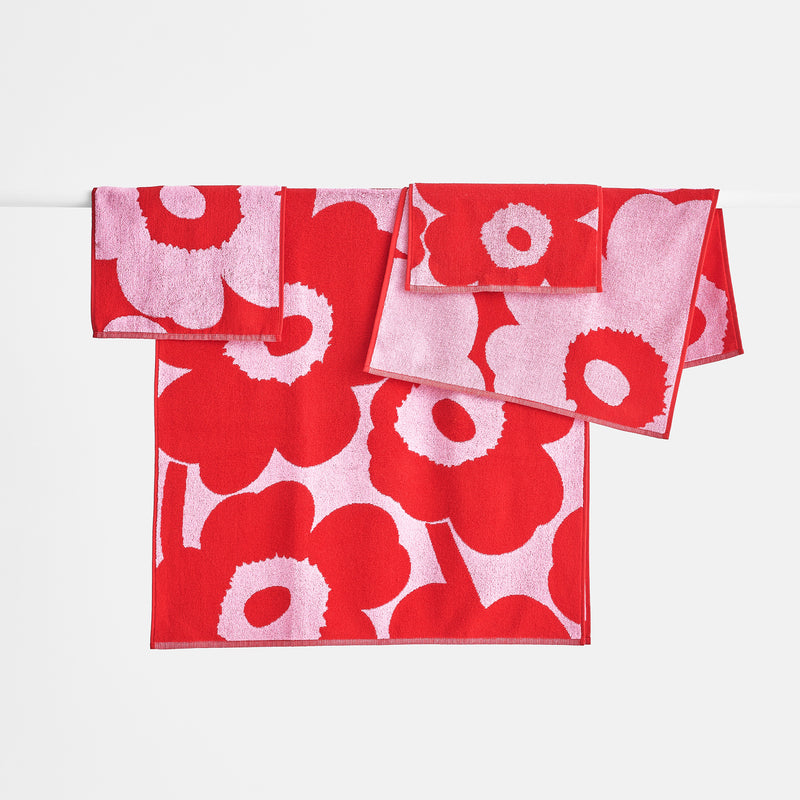 Marimekko Unikko Hand Towel, pink/red – Touch of Finland