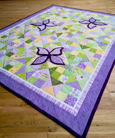 Purple "Butterflies in the Meadow" quilt for girls