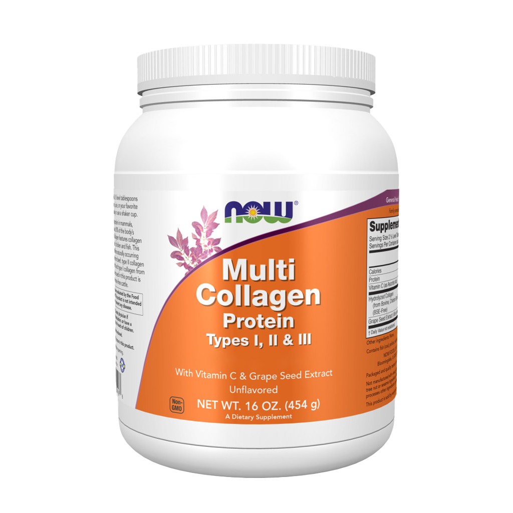 NOW Foods Multi Collagen Protein Types I, II & III Powder (454 gr.) Front cover