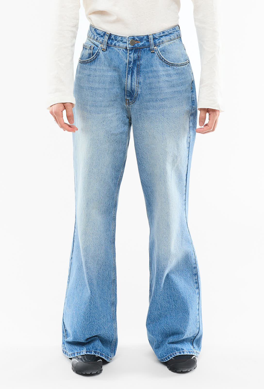 Pearled Ivory Blue Non Distressed Denim