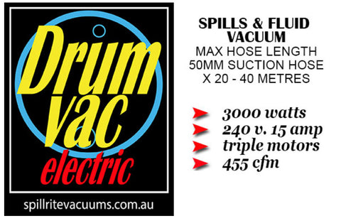 Drum Vac Electric 3000 watt specs