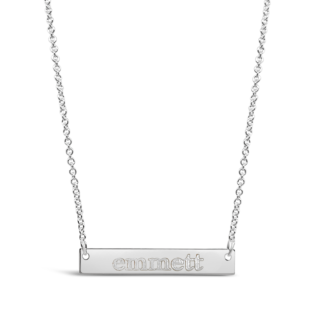 Personalized Hebrew Horizontal Bar Necklace – Erica Sara Designs