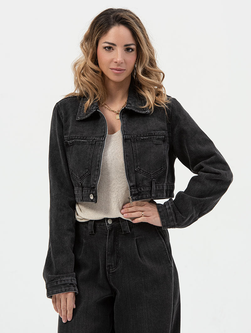 FIONA DENIM JACKET IN BLACK