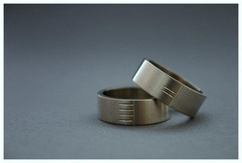 Wedding rings engraved with Ogham