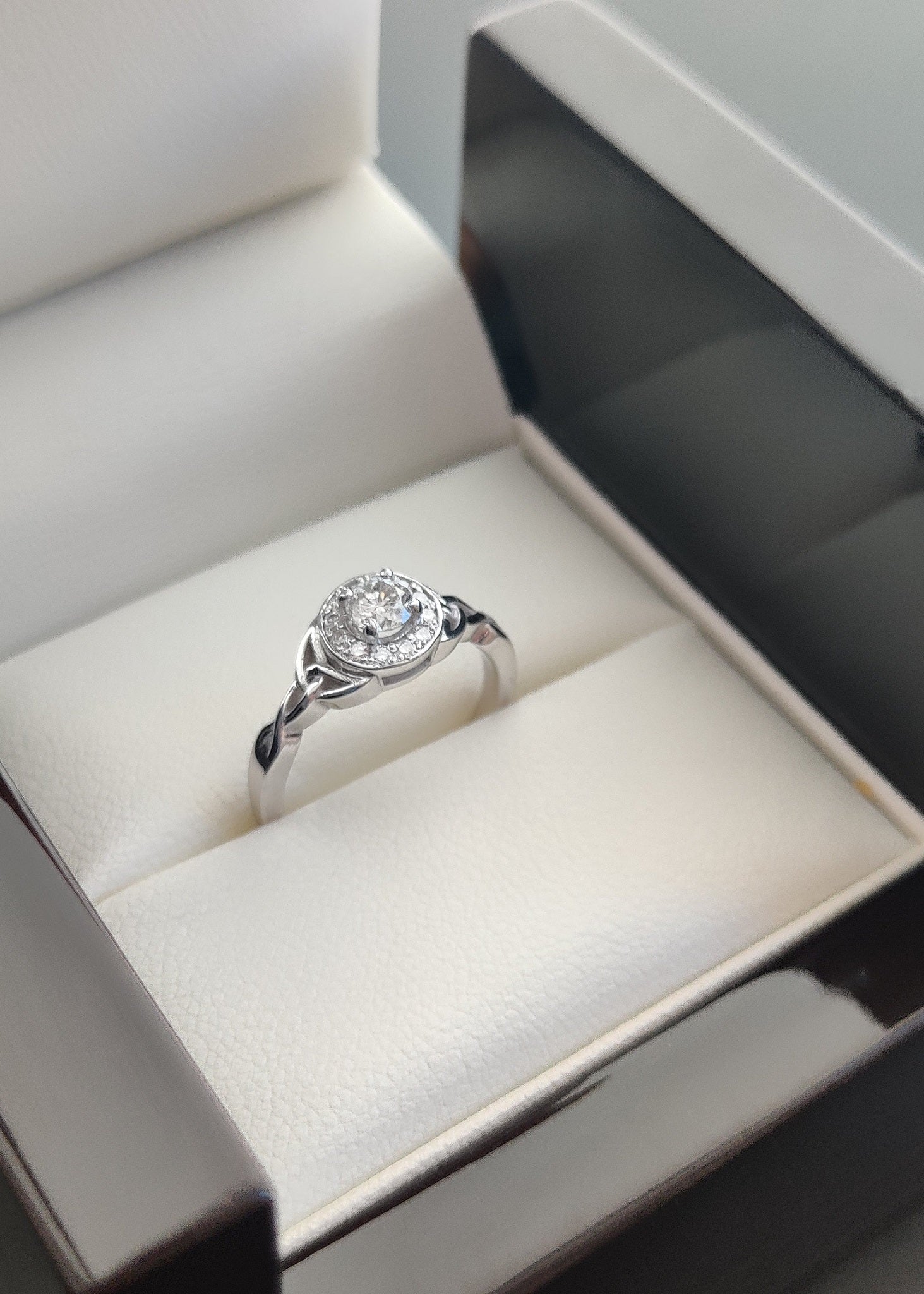 Halo Celtic Knot Engagement Ring – Claddagh Design