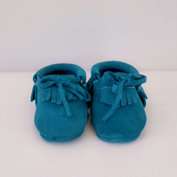 teal moccasins