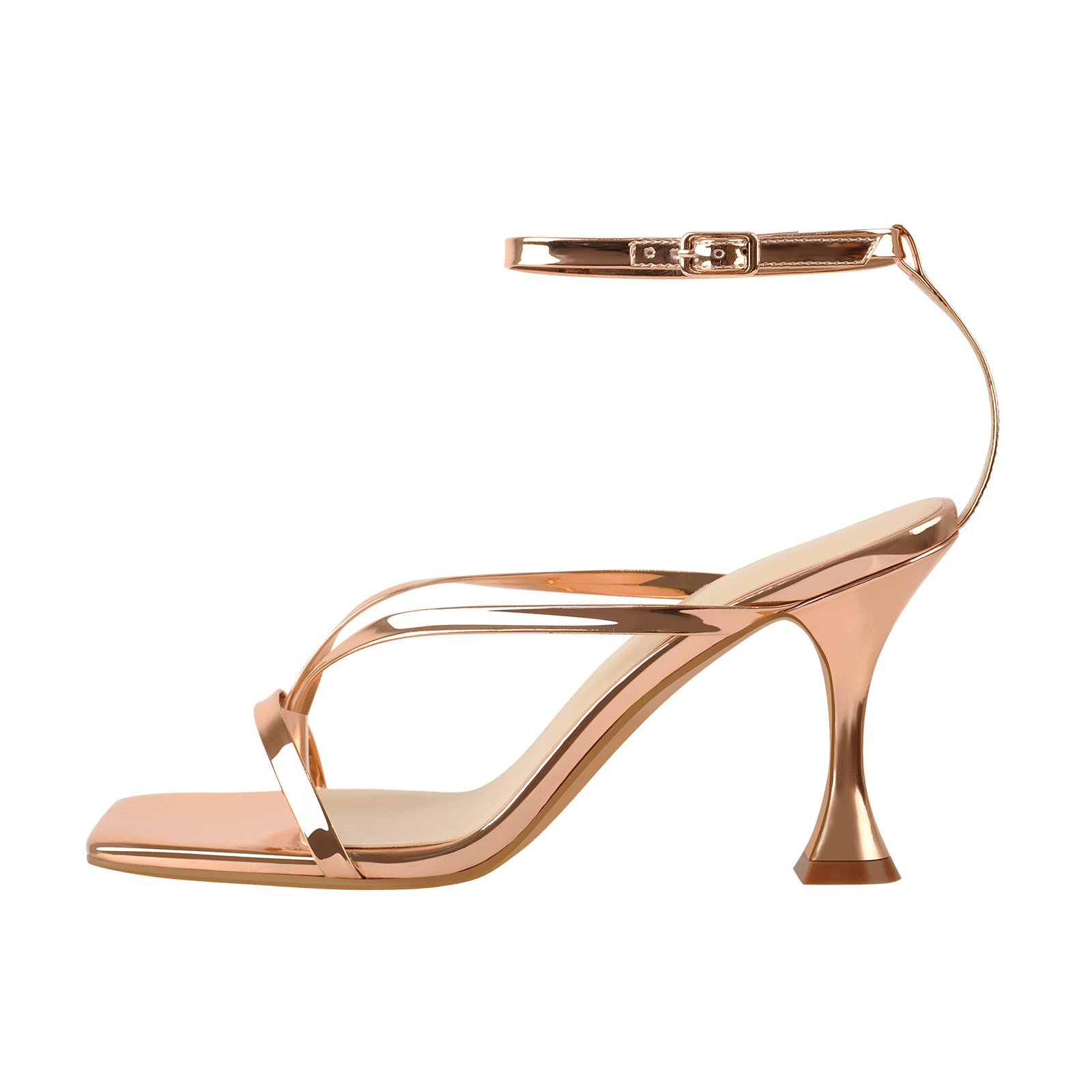 Rose Gold Band High Tapered Heels Sandals | Onlymaker | Reviews on Judge.me