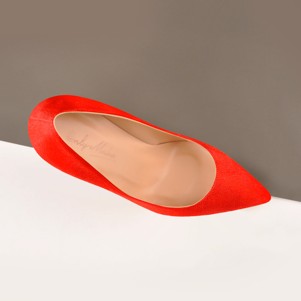 Orange Suede Pointed Toe Basic Pumps 