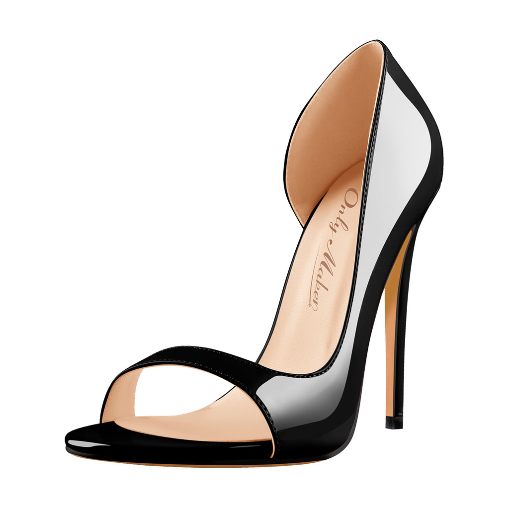 Black Open Toe Side Cut Stiletto High Heel Sandals – Onlymaker
