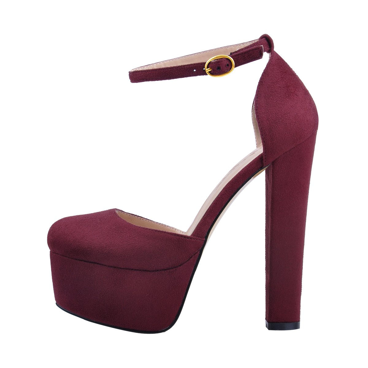 Platform Chunky High Heel Mary Jane Burgundy Pumps – Onlymaker