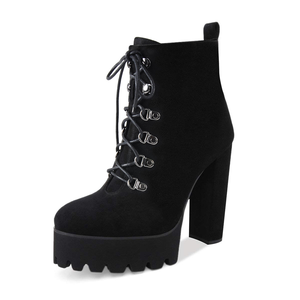 Black Heeled Work Boots Cool Booties – Onlymaker