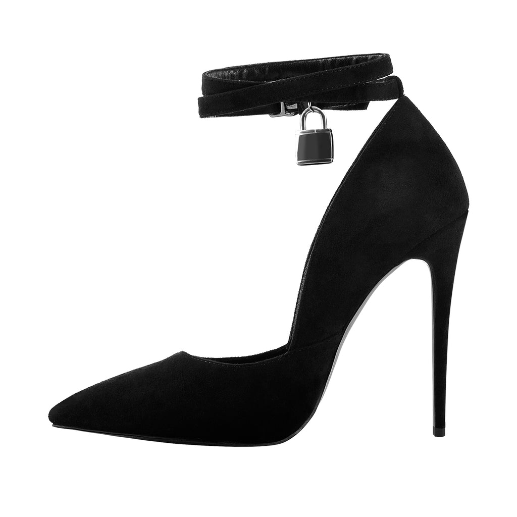 Pointed Toe Double Ankle Strap With Lock High Heel Pumps – Onlymaker