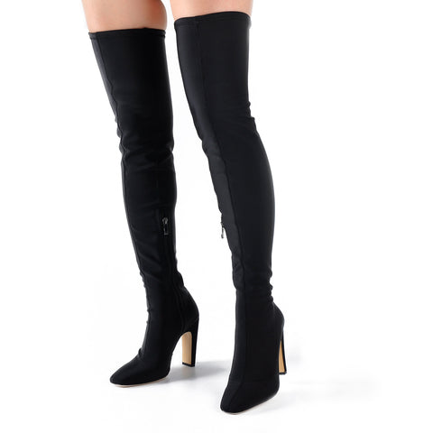 over the knee block heel boots