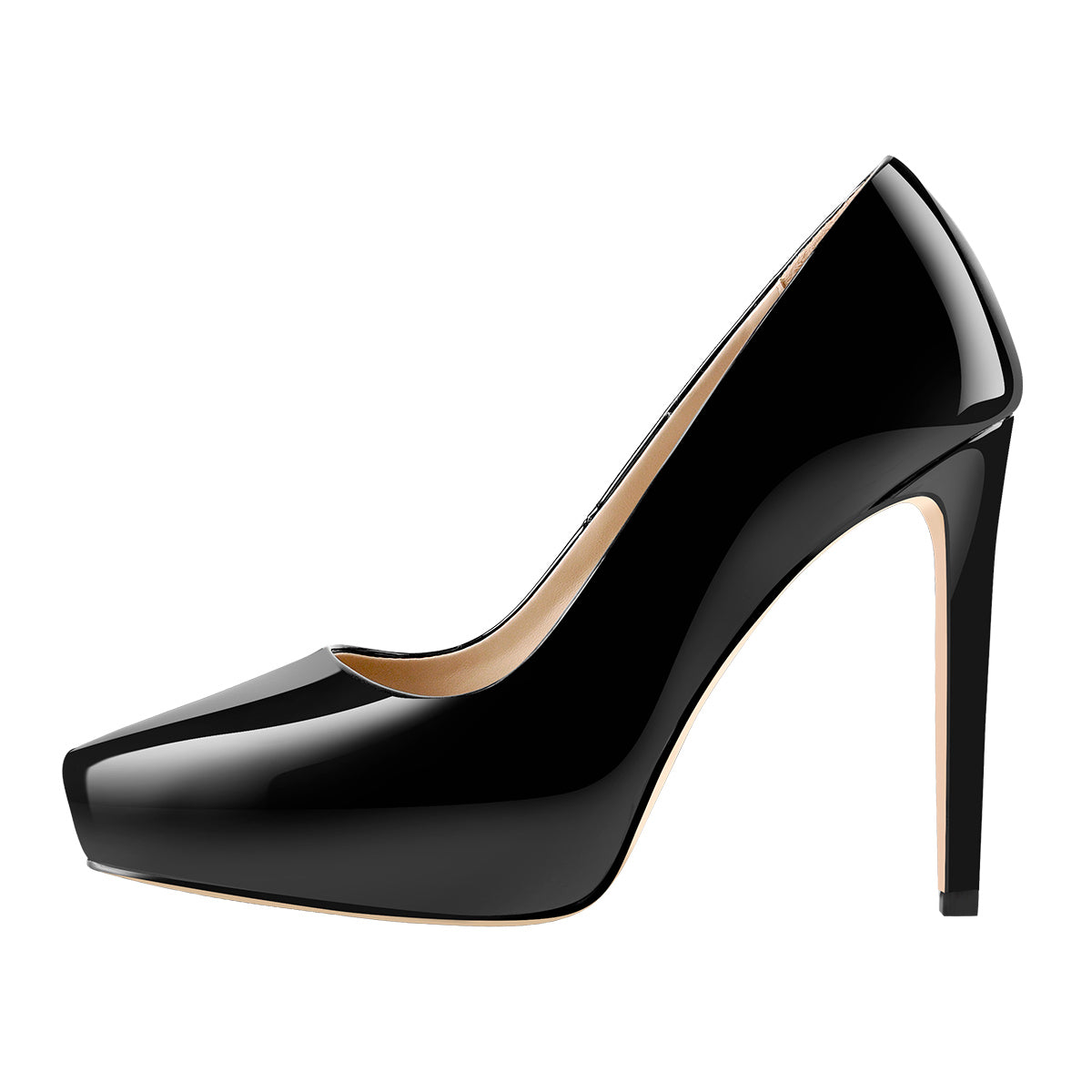 Black Patent Leather Pointed Toe Platform Stiletto High Heels Pumps