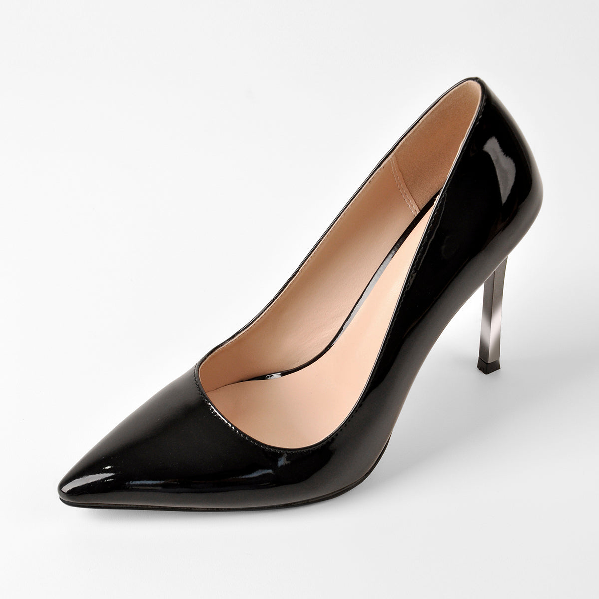 10cm Black Patent Leather Metal Heels Pumps – Onlymaker