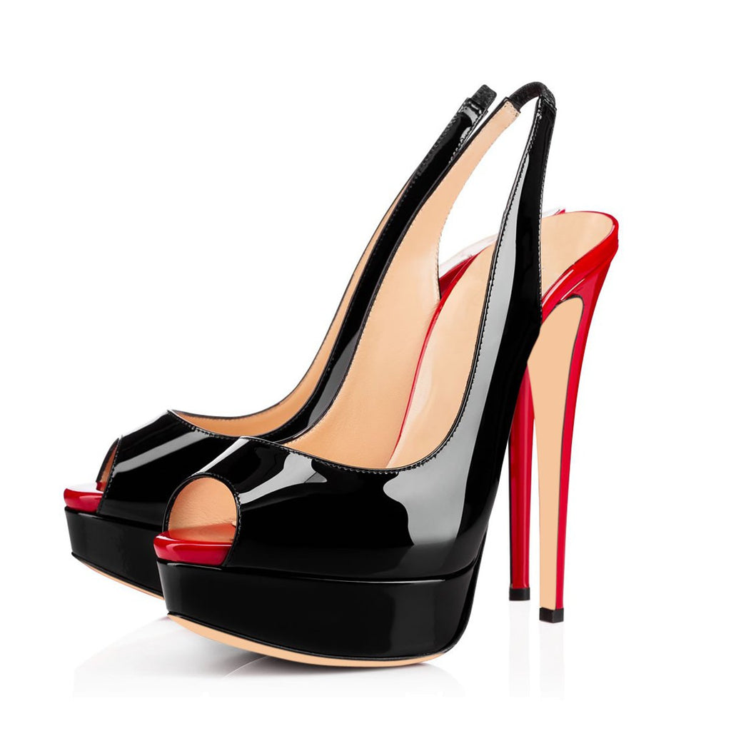 red slingback high heels