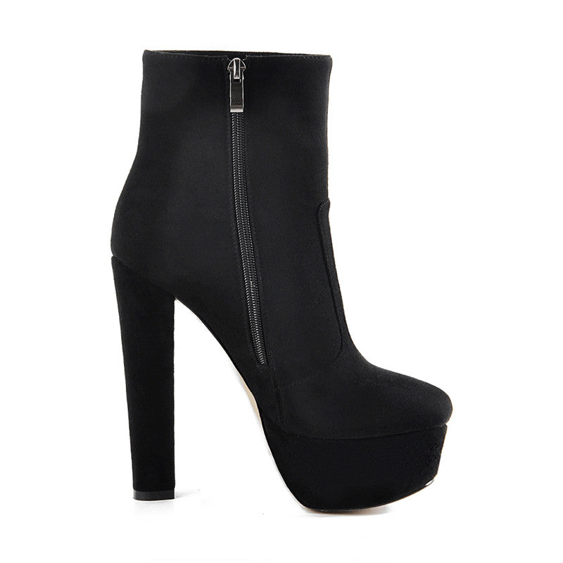 round toe chunky heel boots