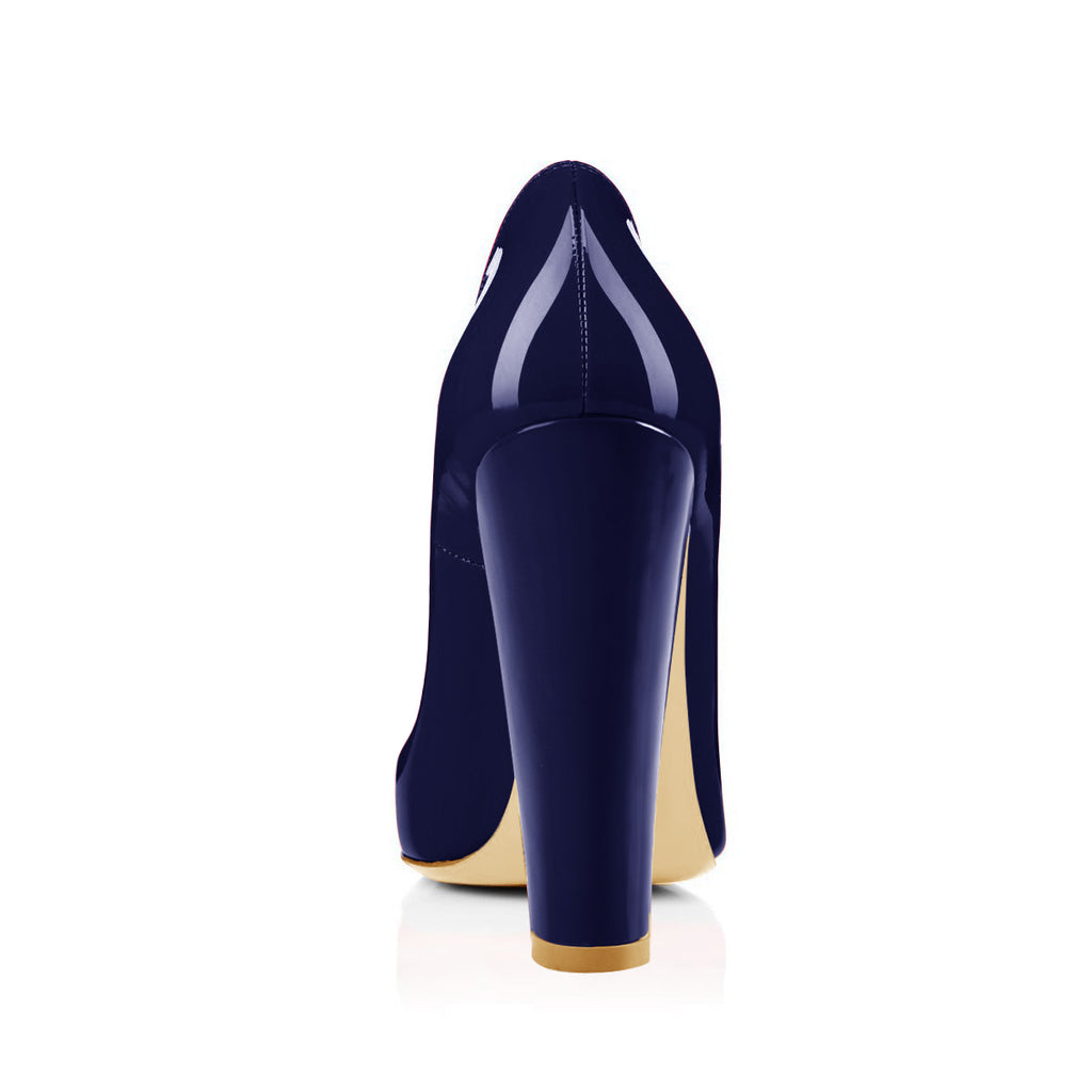 dark blue chunky heels