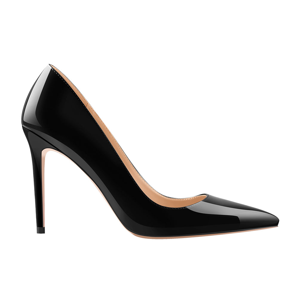 10cm Black Pointed Toe High Heels Slip On Stiletto Pumps – Onlymaker