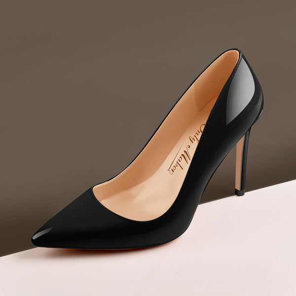 10cm Black Pointed Toe High Heels Slip On Stiletto Pumps Onlymaker 4645