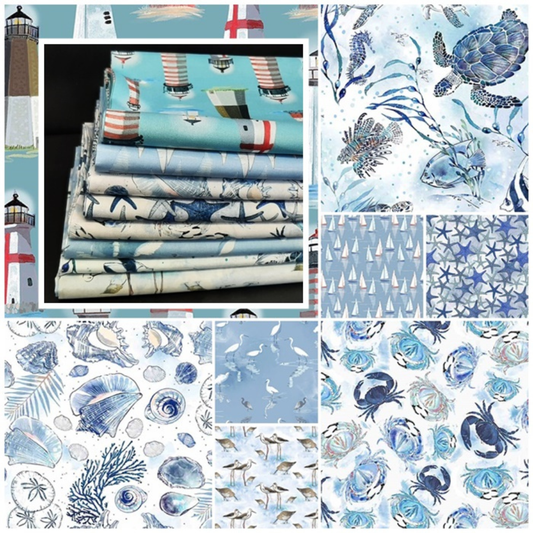 Beach and Nautical Fabric Bundles by Timeless Treasures 9 prints plus –  Angels Neverland