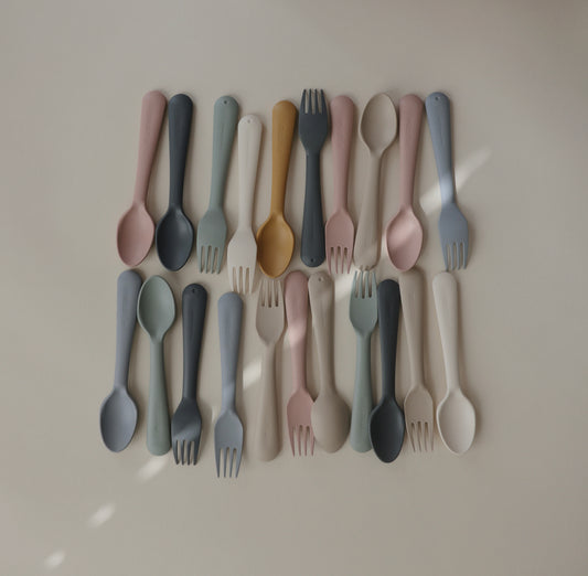 Mushie Fork/Spoon Set - Powder Blue