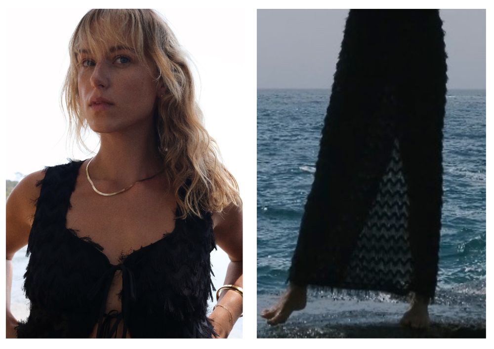 maxi skirt and top set lazlo with black fringe details courtney skippon by the ocean