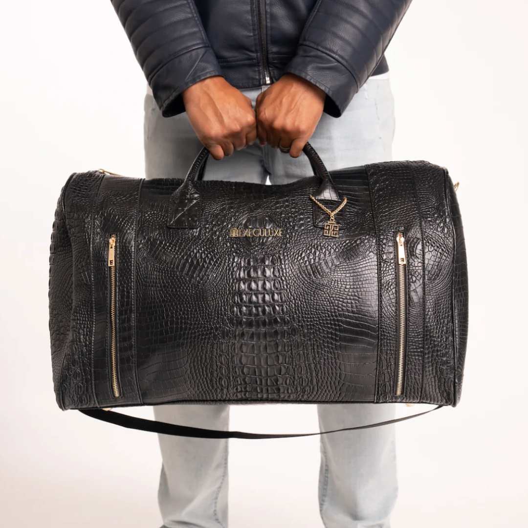 Woman holding a duffle bag