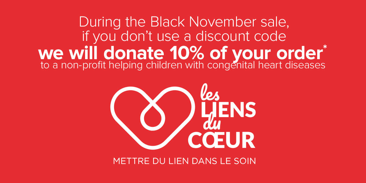 we will donate 10% of your order to charity "Les Liens du Coeur"