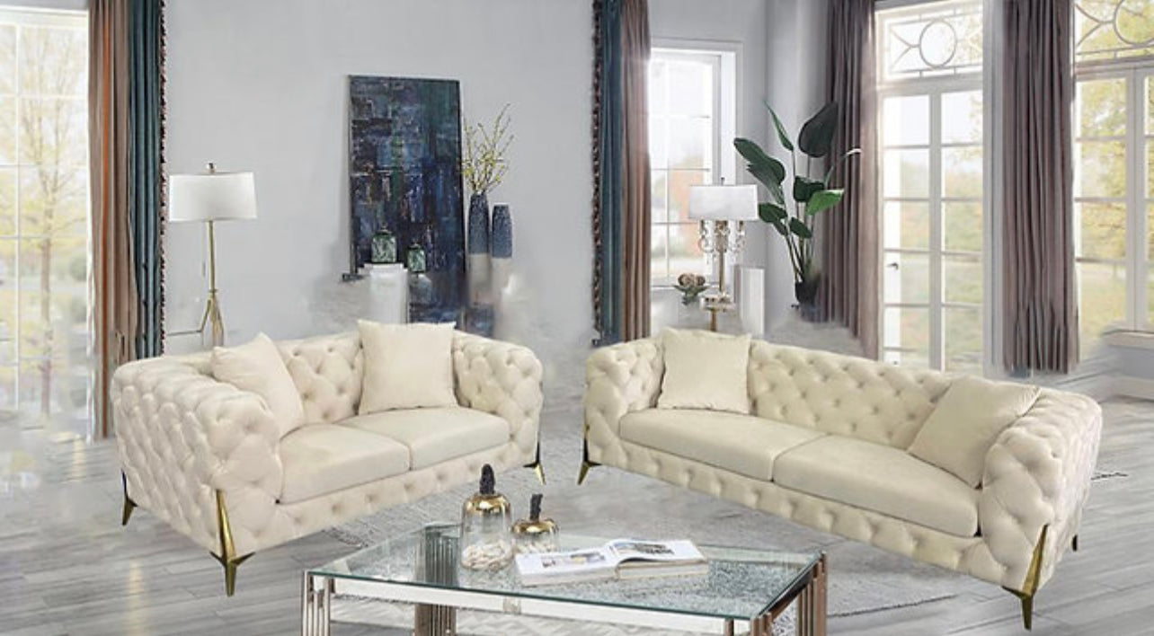 Enma Velvet Sofa & Loveseat Set