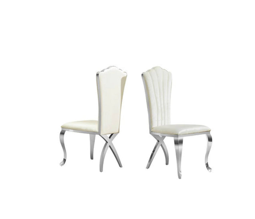 beige dining chairs with chrome legs