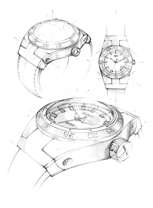 A drawing of our 369 Watch from different angles