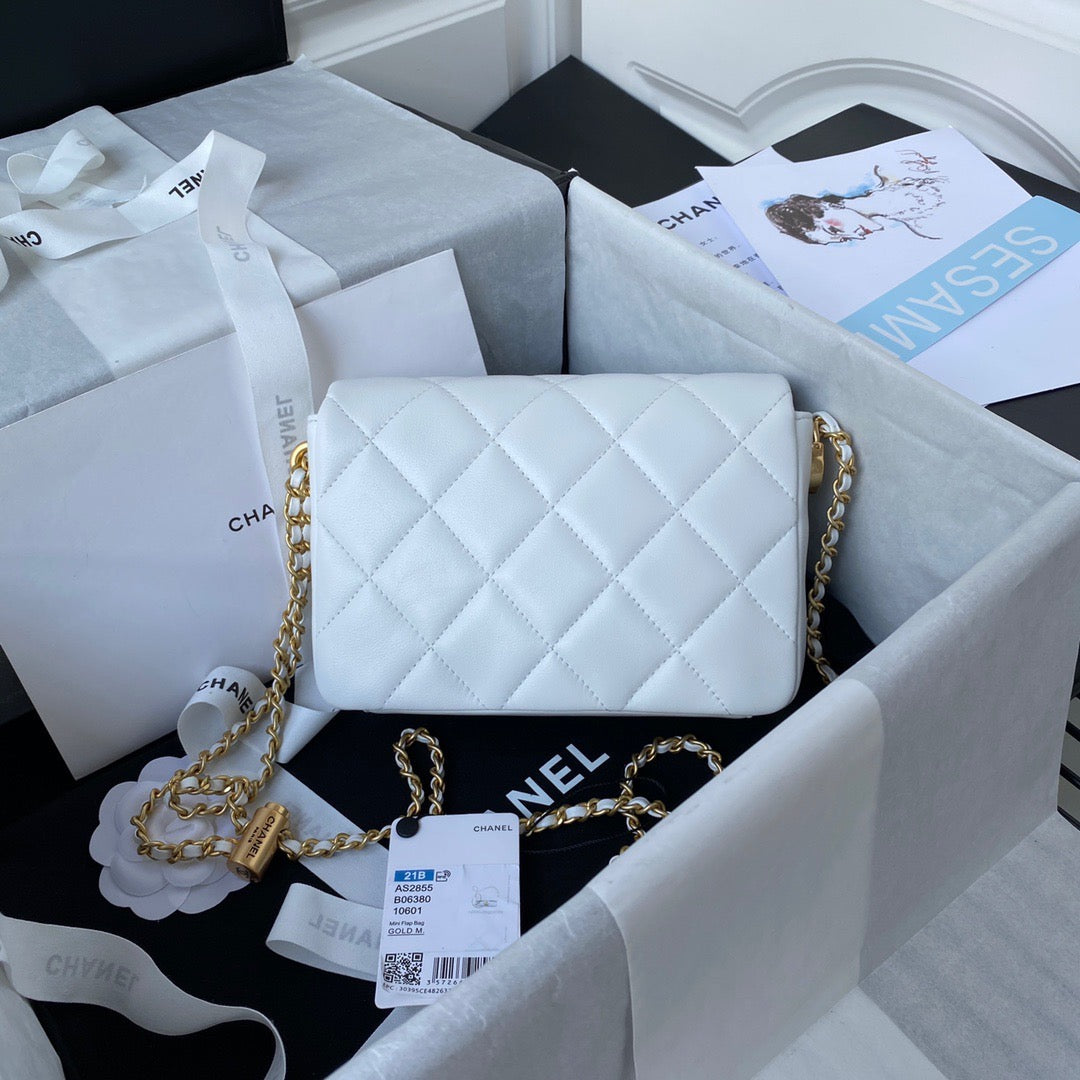 chanel mini flap lambskin bag in white – clublux02