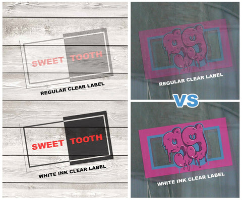 white ink printing transparent sticker vs no white ink