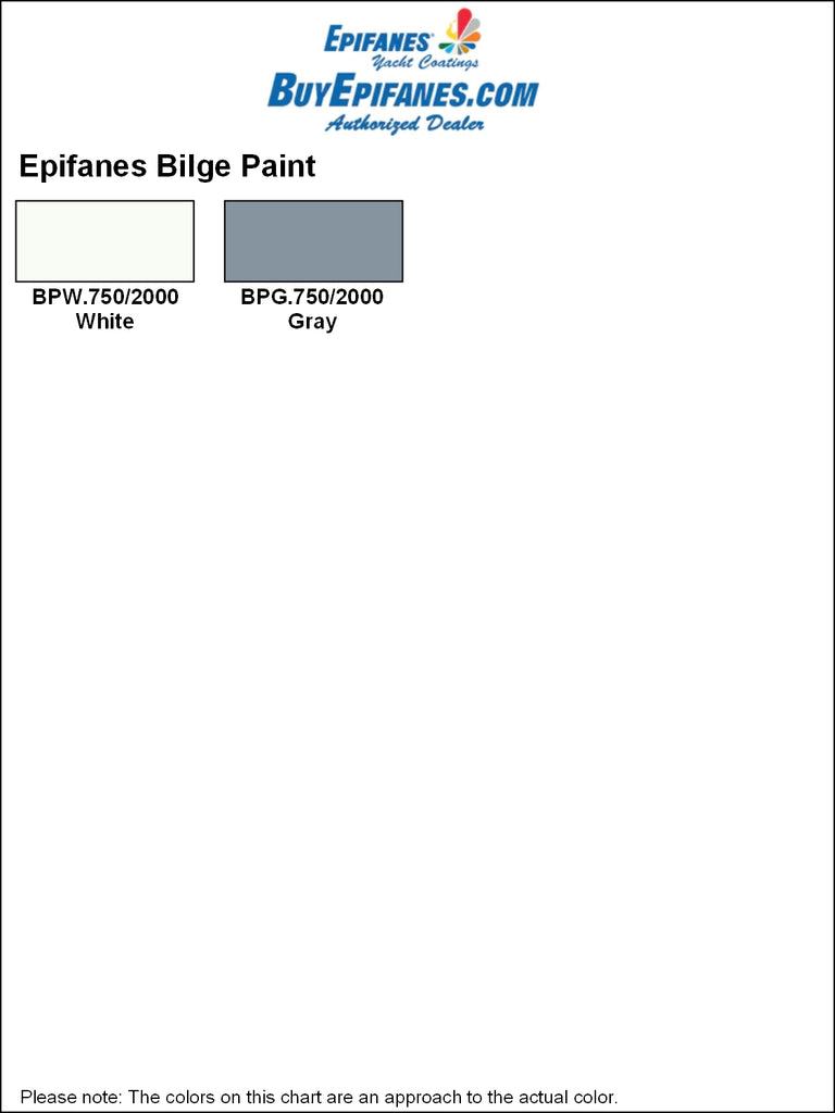 BuyEpifanes.com Epifanes Bilge Paint Color Chart, V1