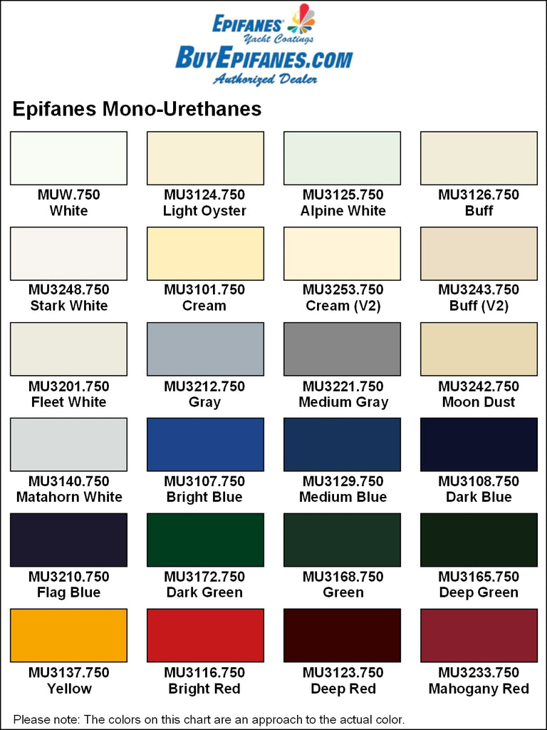 BuyEpifanes.com Epifanes Mono-urethane Color Chart, Page 1, V1