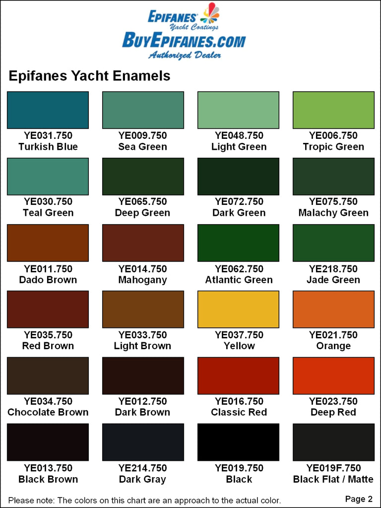 BuyEpifanes.com Epifanes Yacht Enamel Color Chart, Page 2, V1