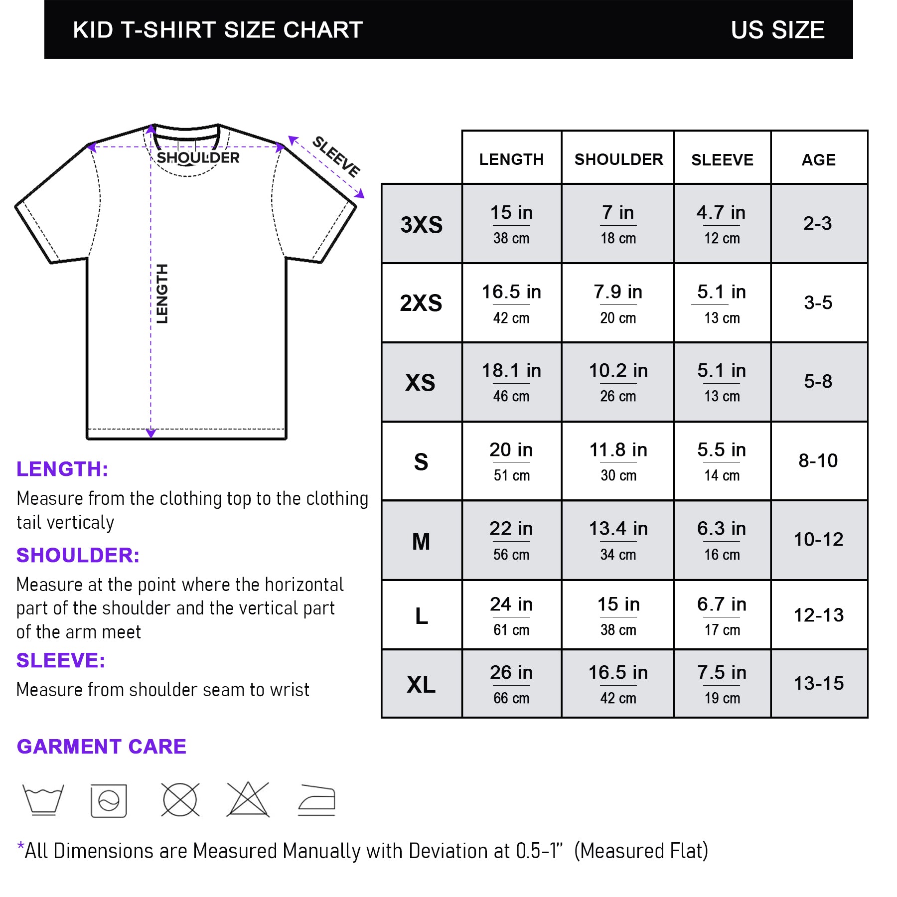 Size Chart Kid - Gearchoids.com